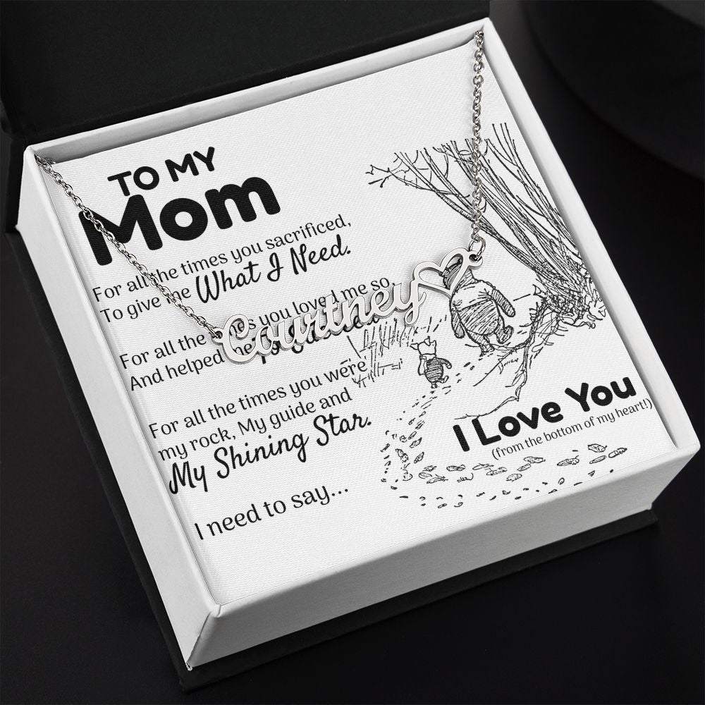 To My Mom Heart Name Necklace