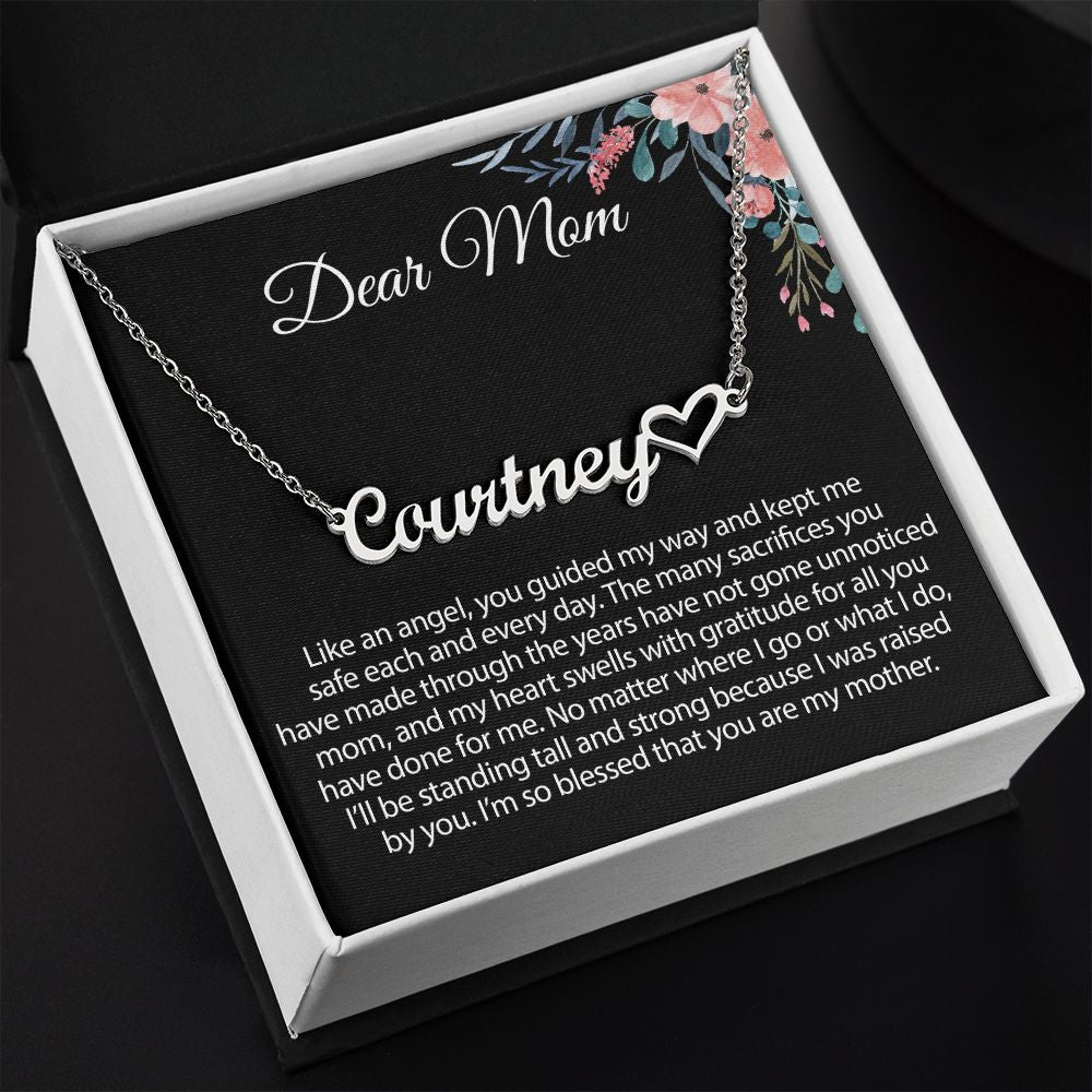 Gift For Mom Heart Name Necklace