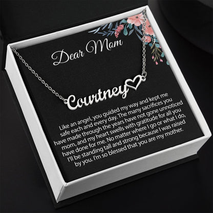 Gift For Mom Heart Name Necklace
