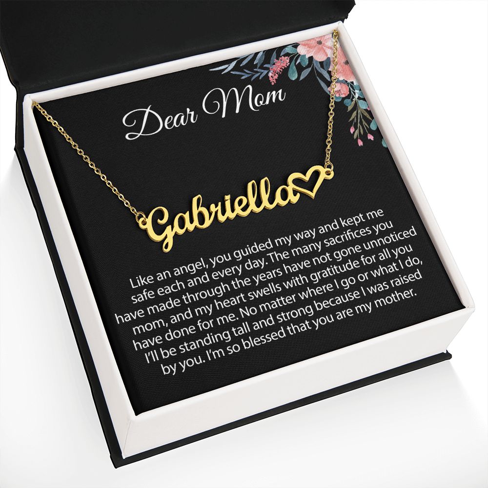 Gift For Mom Heart Name Necklace
