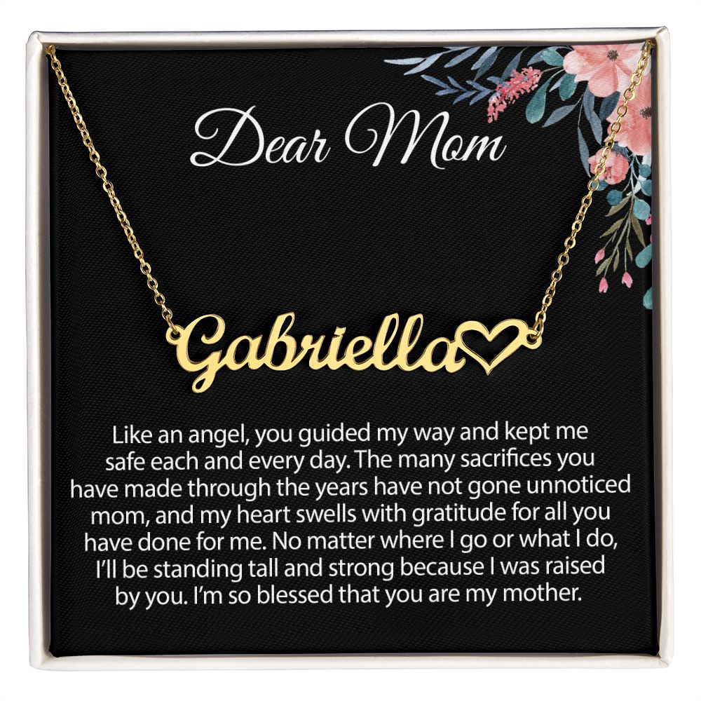 Gift For Mom Heart Name Necklace