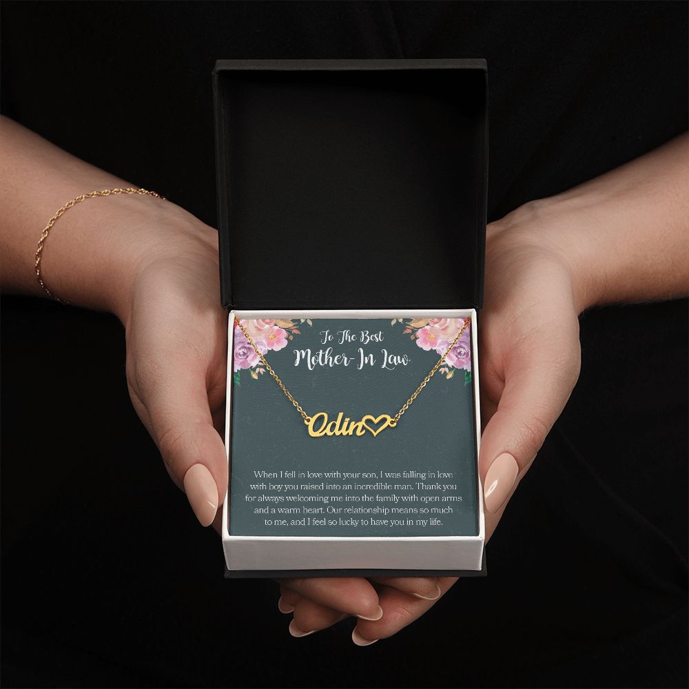 To The Best Mother In Law Heart Name Necklace