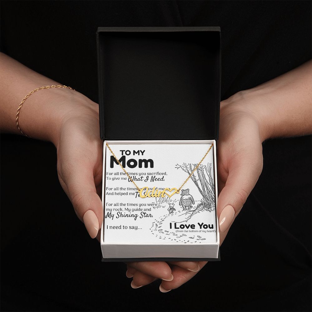 To My Mom Heart Name Necklace
