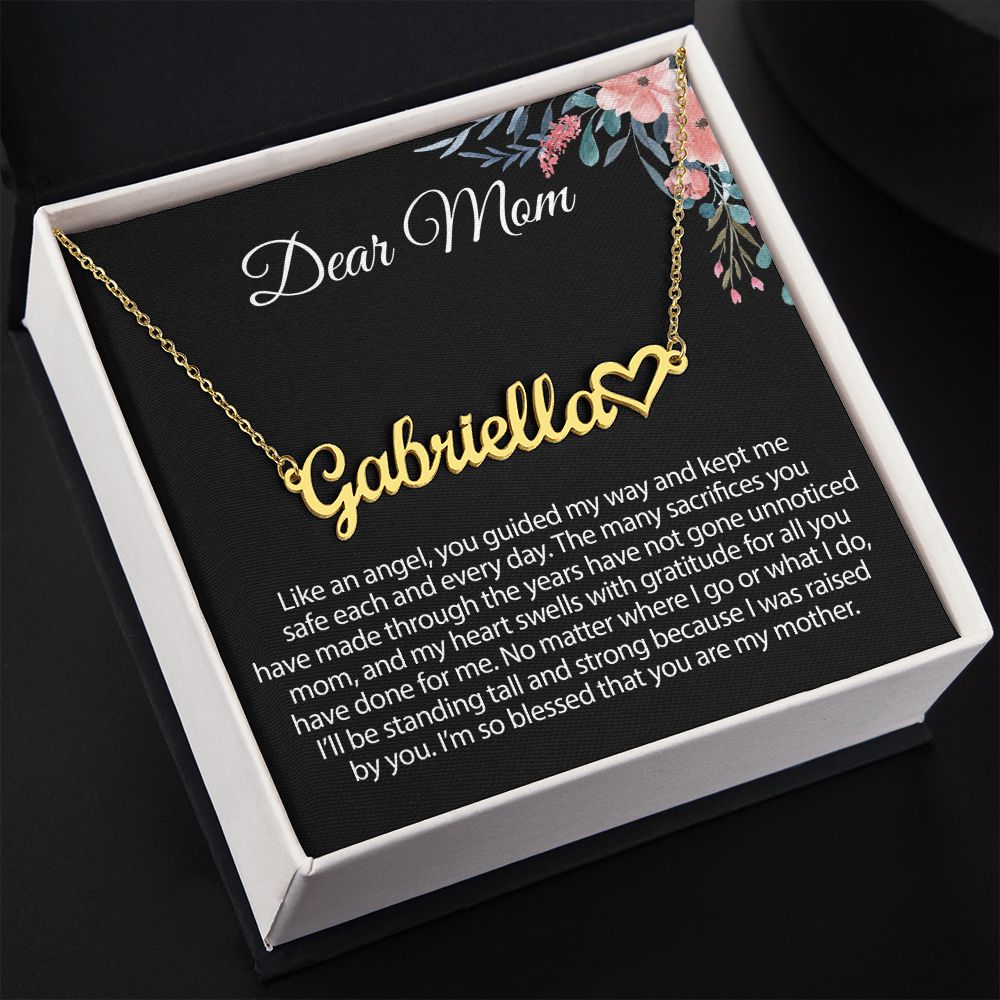 Gift For Mom Heart Name Necklace