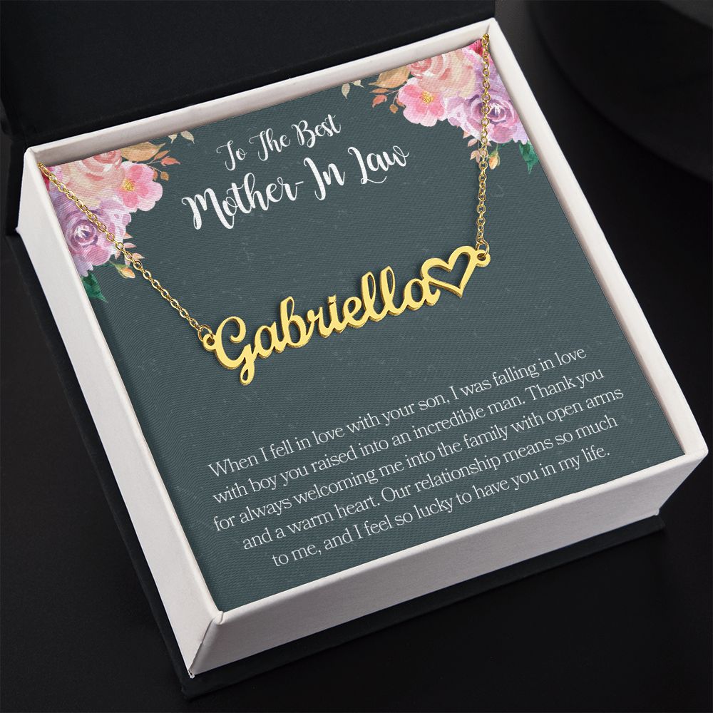 To The Best Mother In Law Heart Name Necklace