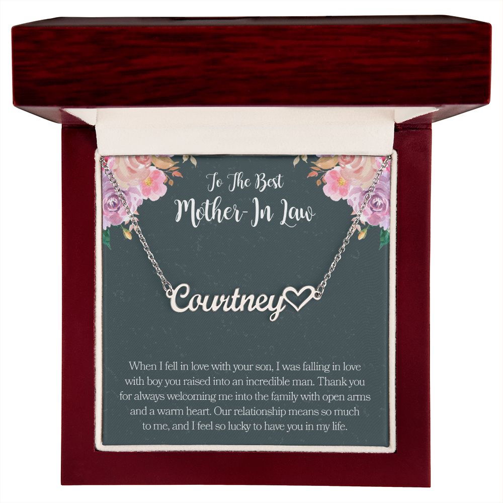 To The Best Mother In Law Heart Name Necklace