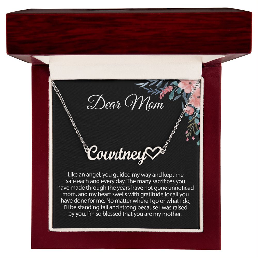 Gift For Mom Heart Name Necklace