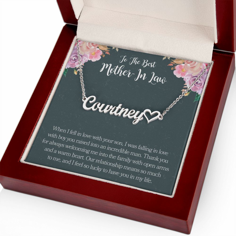 To The Best Mother In Law Heart Name Necklace
