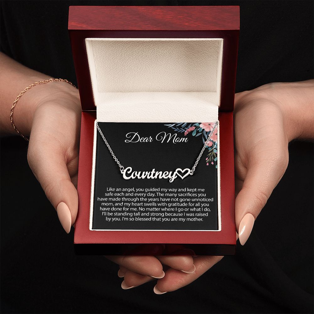 Gift For Mom Heart Name Necklace