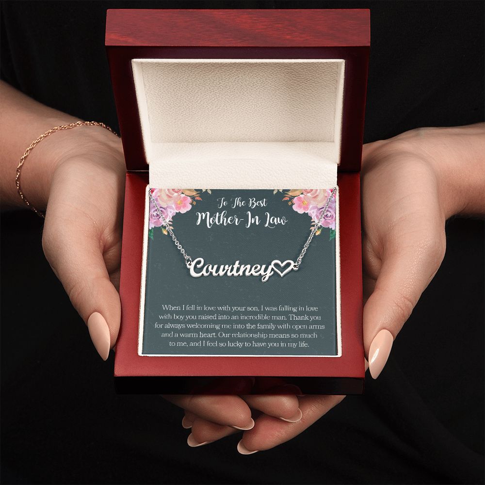 To The Best Mother In Law Heart Name Necklace