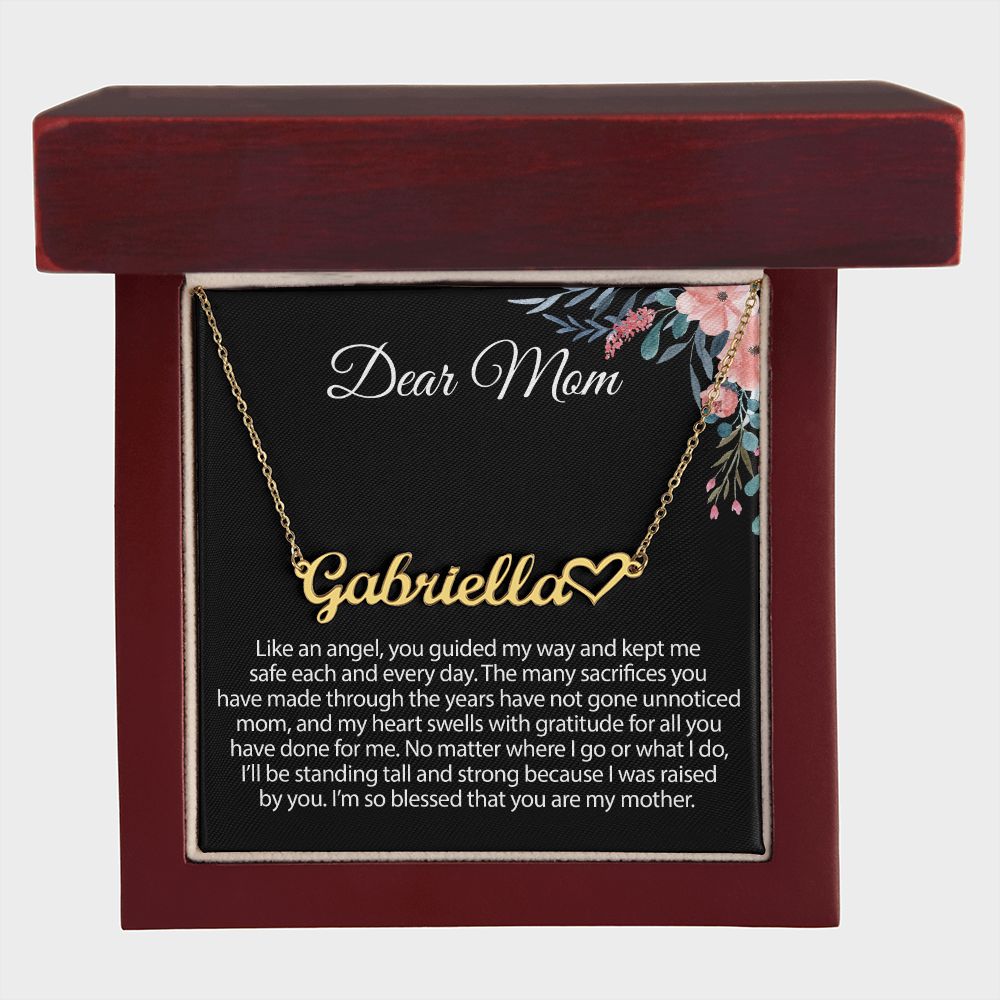 Gift For Mom Heart Name Necklace