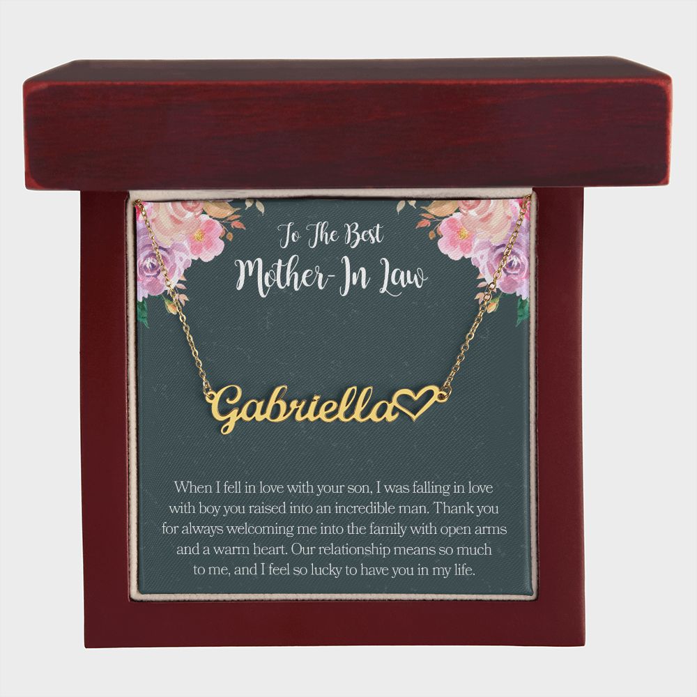 To The Best Mother In Law Heart Name Necklace