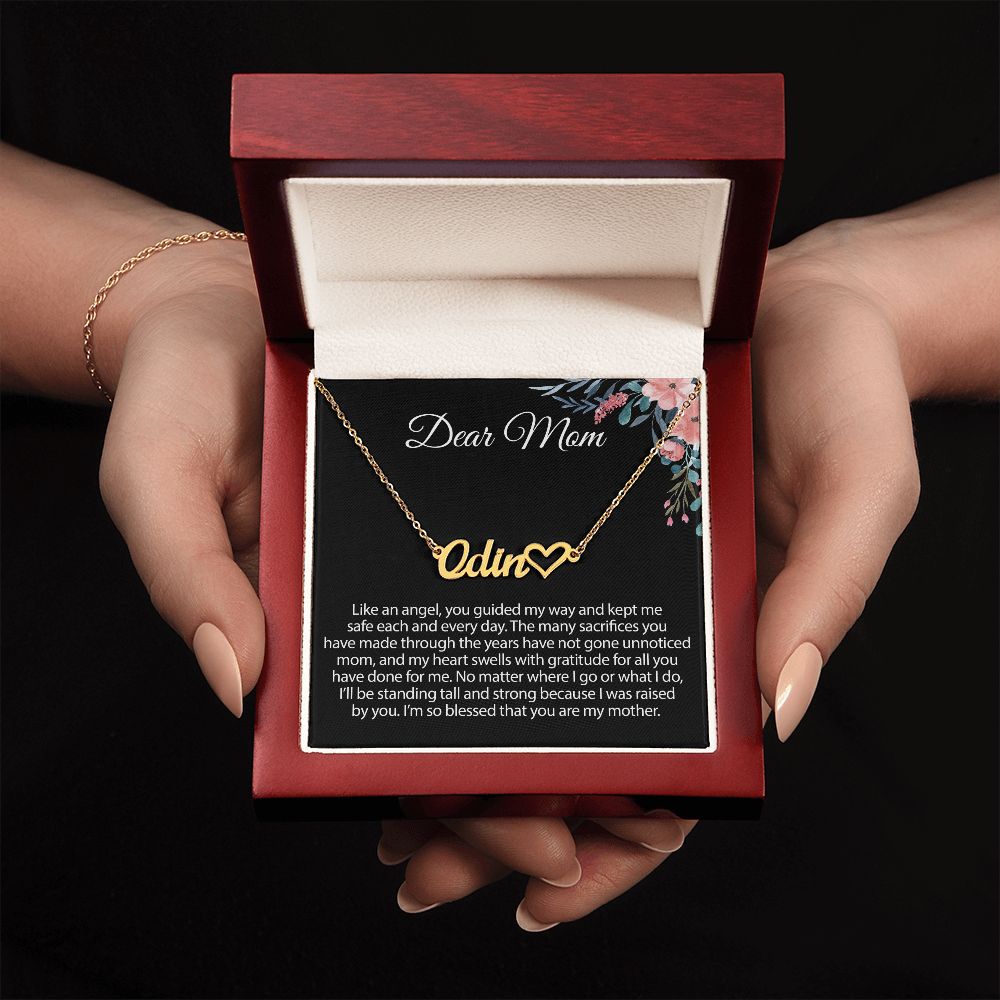 Gift For Mom Heart Name Necklace
