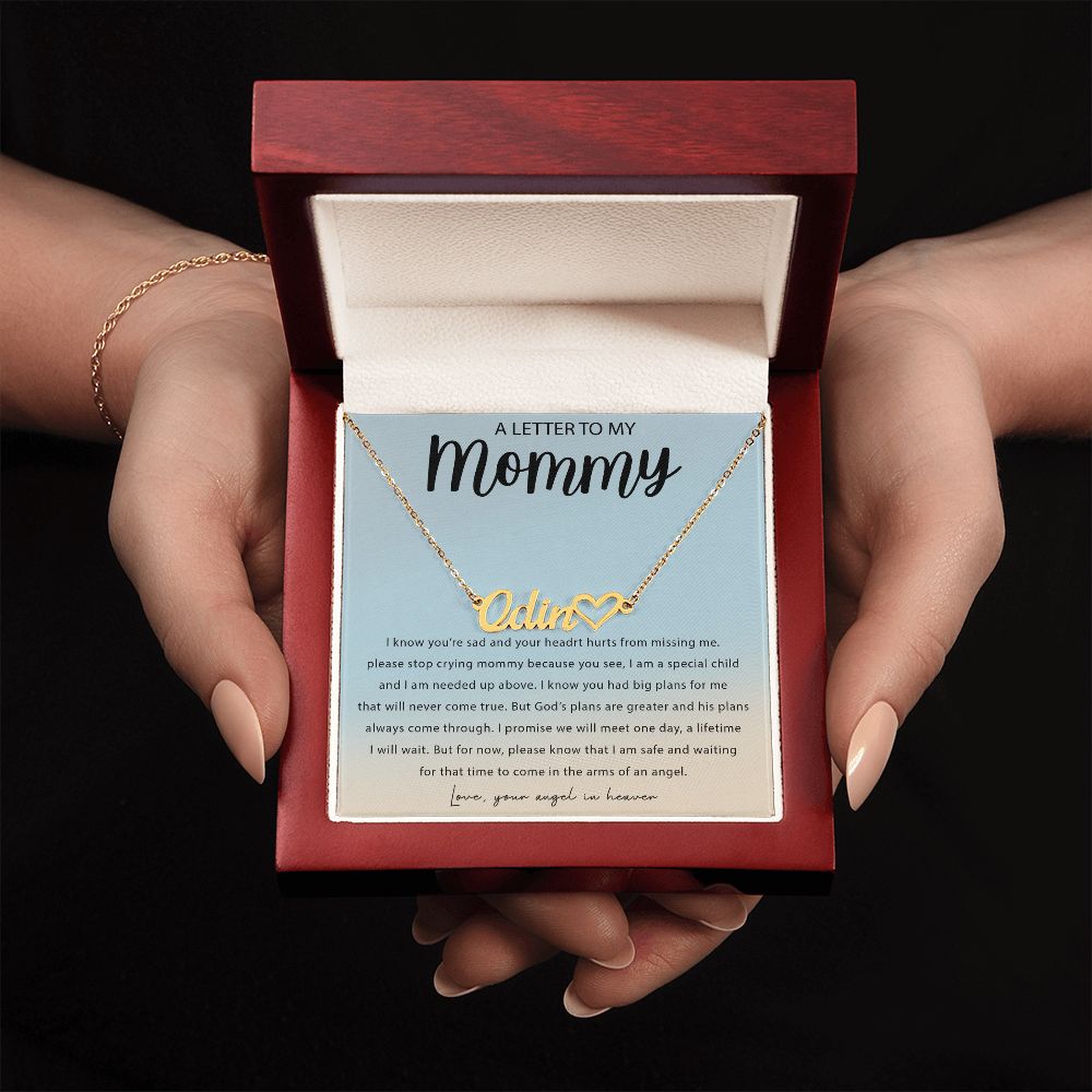 Letter To My Mommy Heart Name Necklace