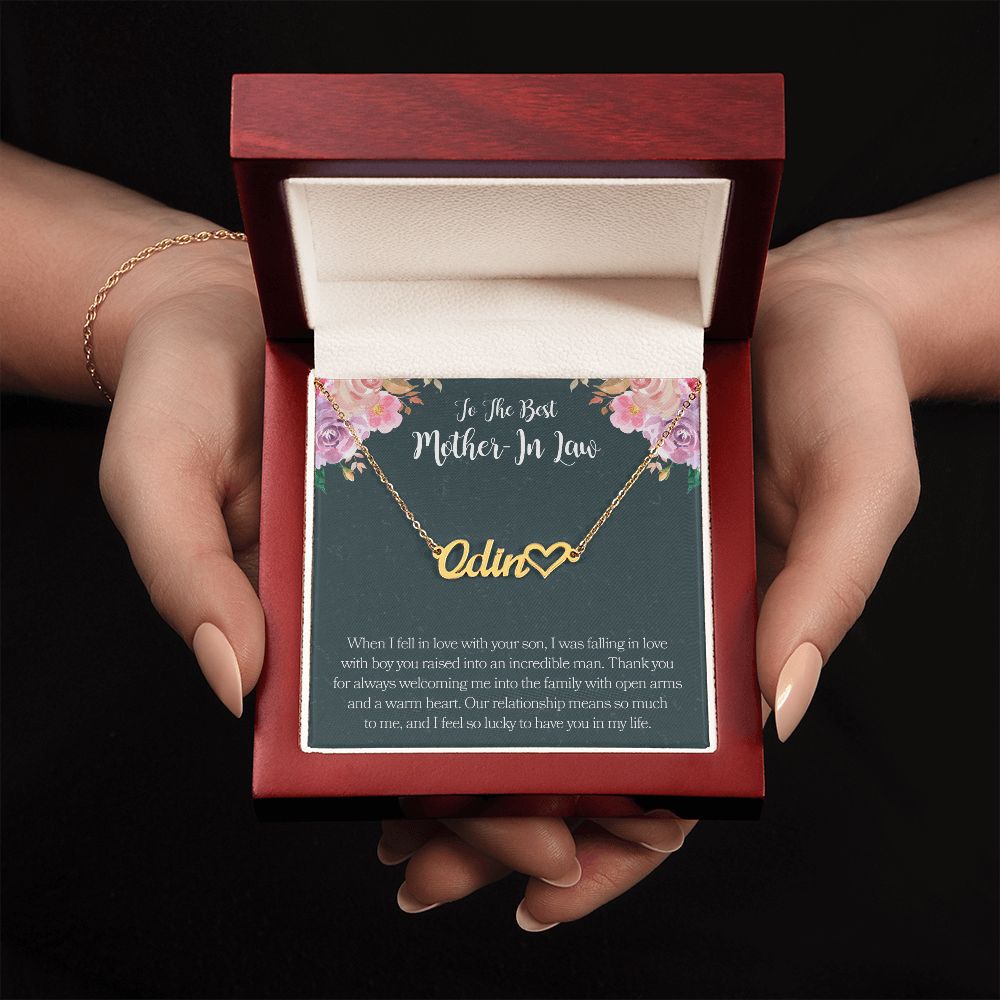 To The Best Mother In Law Heart Name Necklace