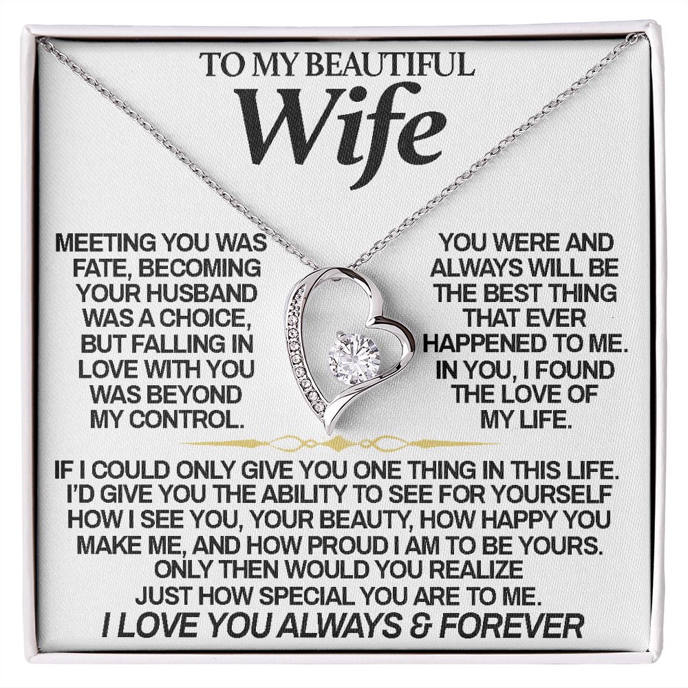 To My Beautiful Wife | Meeting You Was Fate | Forever Love Necklace