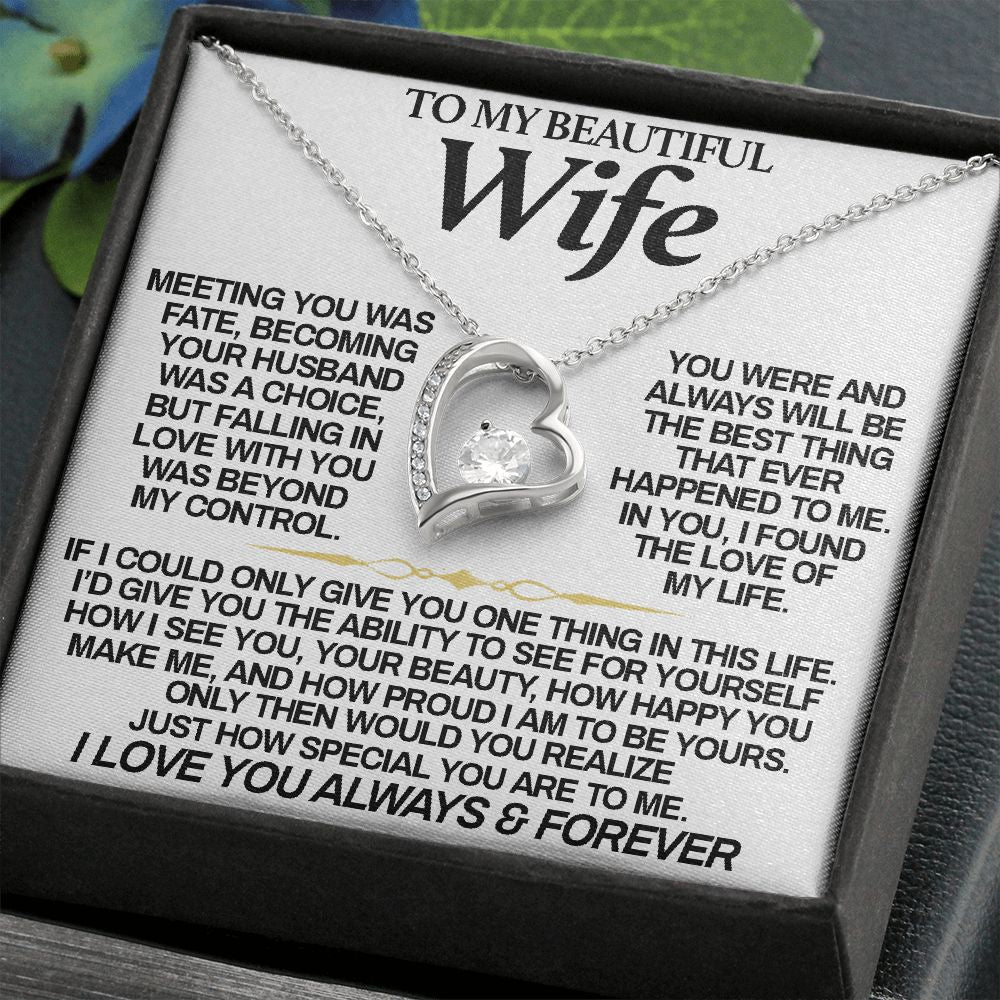 To My Beautiful Wife | Meeting You Was Fate | Forever Love Necklace