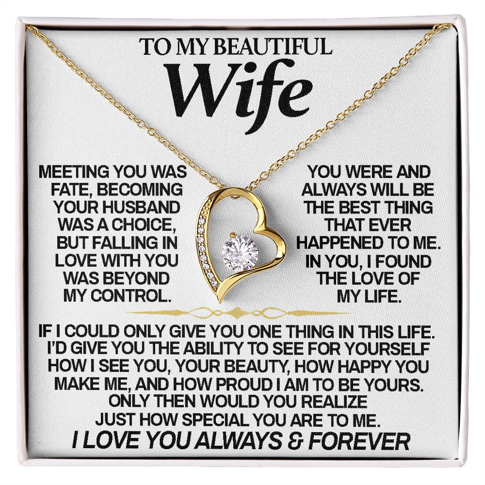 To My Beautiful Wife | Meeting You Was Fate | Forever Love Necklace
