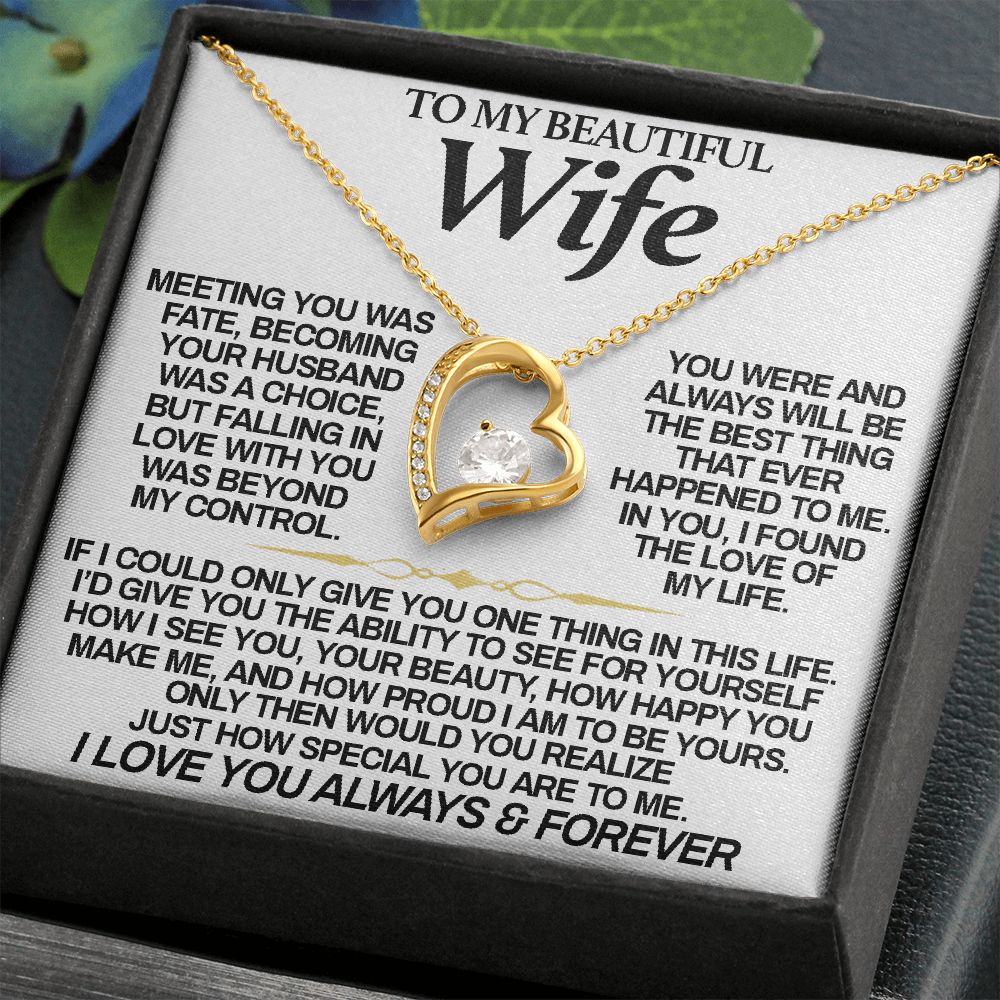 To My Beautiful Wife | Meeting You Was Fate | Forever Love Necklace
