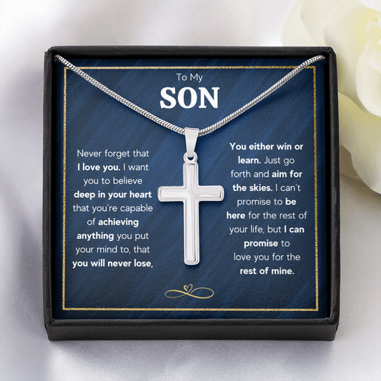 TO MY SON SKIES CROSS NECKLACE GIFT SET