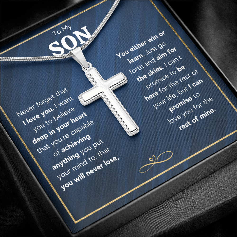 TO MY SON SKIES CROSS NECKLACE GIFT SET