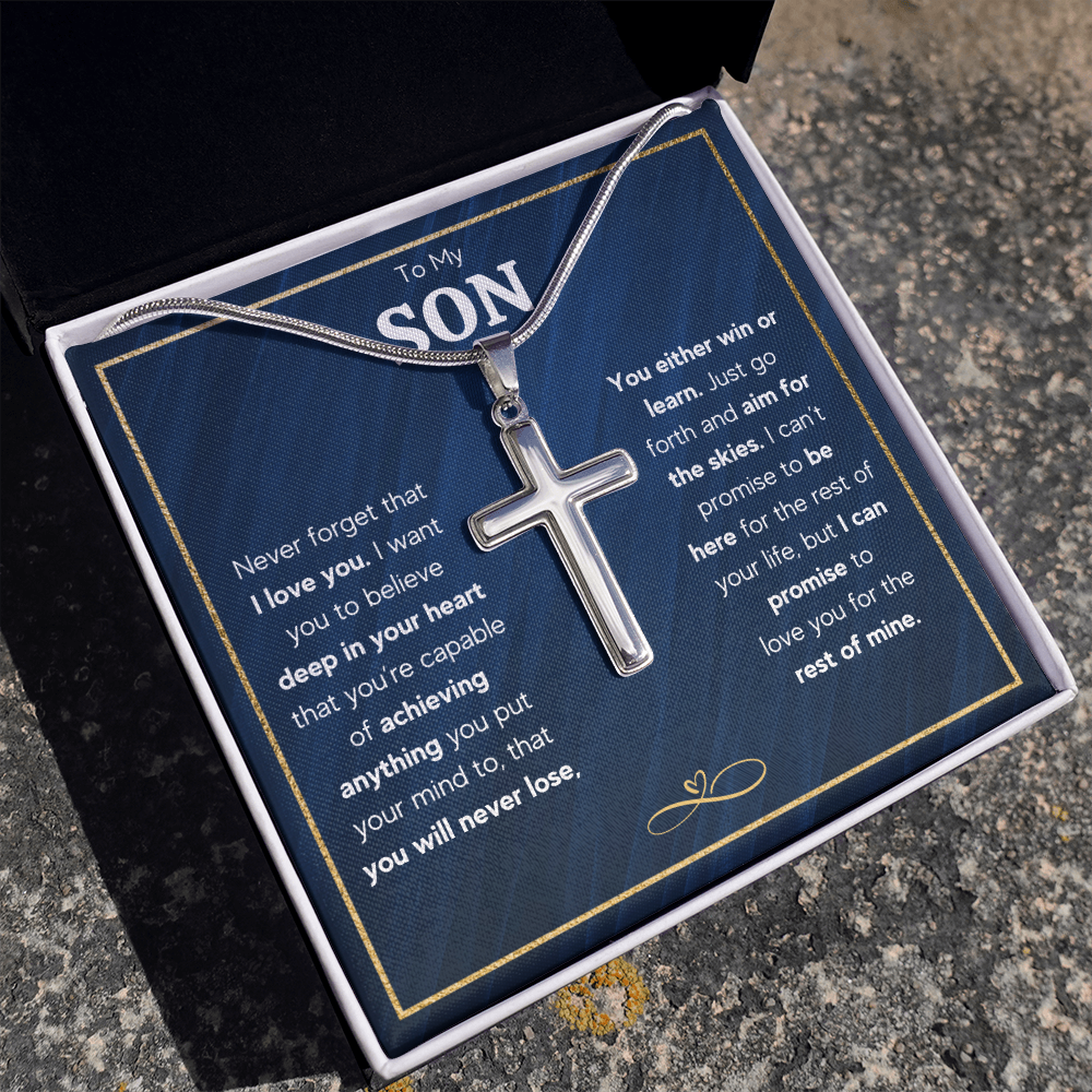 TO MY SON SKIES CROSS NECKLACE GIFT SET