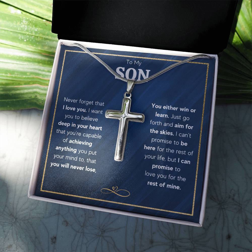TO MY SON SKIES CROSS NECKLACE GIFT SET