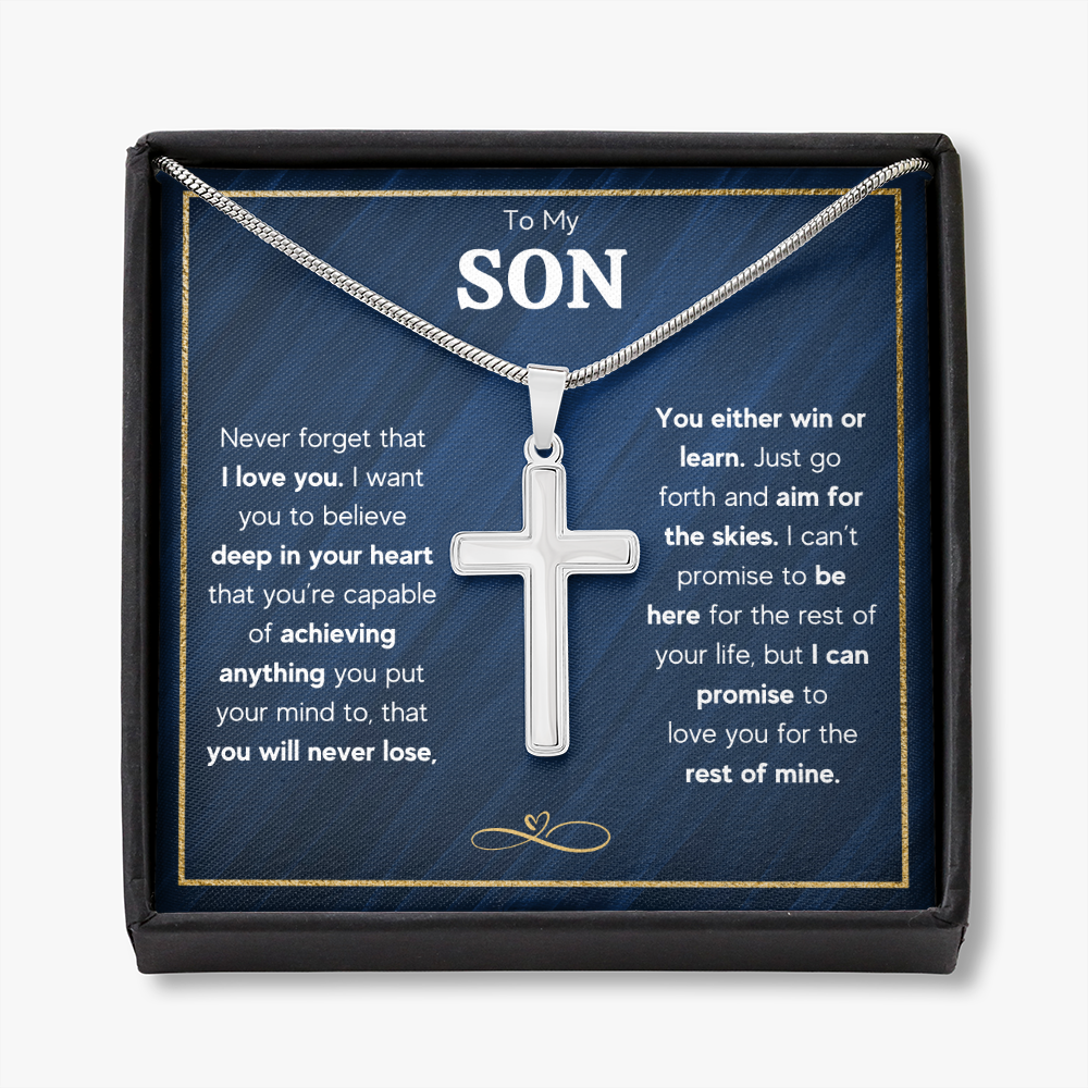 TO MY SON SKIES CROSS NECKLACE GIFT SET