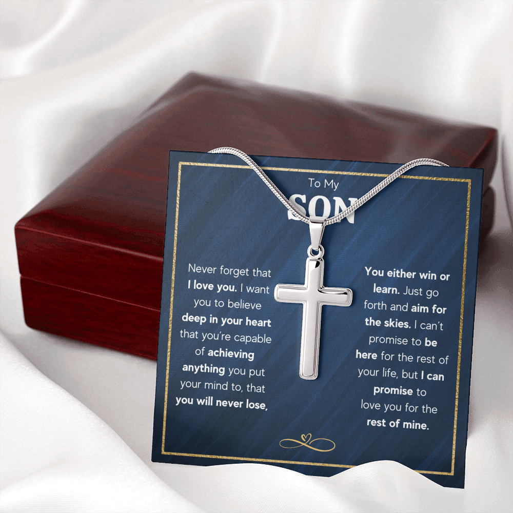 TO MY SON SKIES CROSS NECKLACE GIFT SET