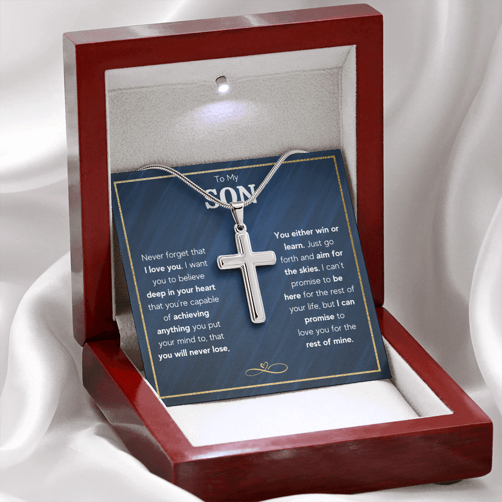 TO MY SON SKIES CROSS NECKLACE GIFT SET