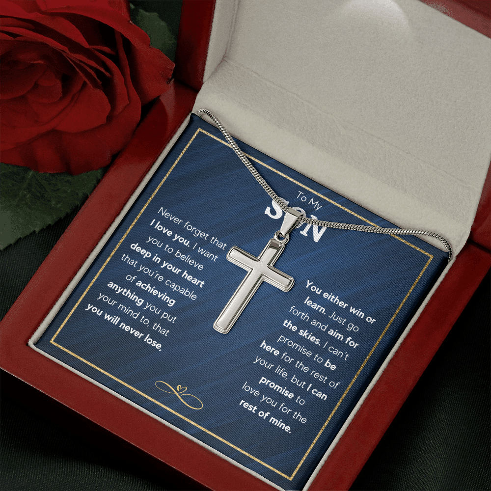TO MY SON SKIES CROSS NECKLACE GIFT SET