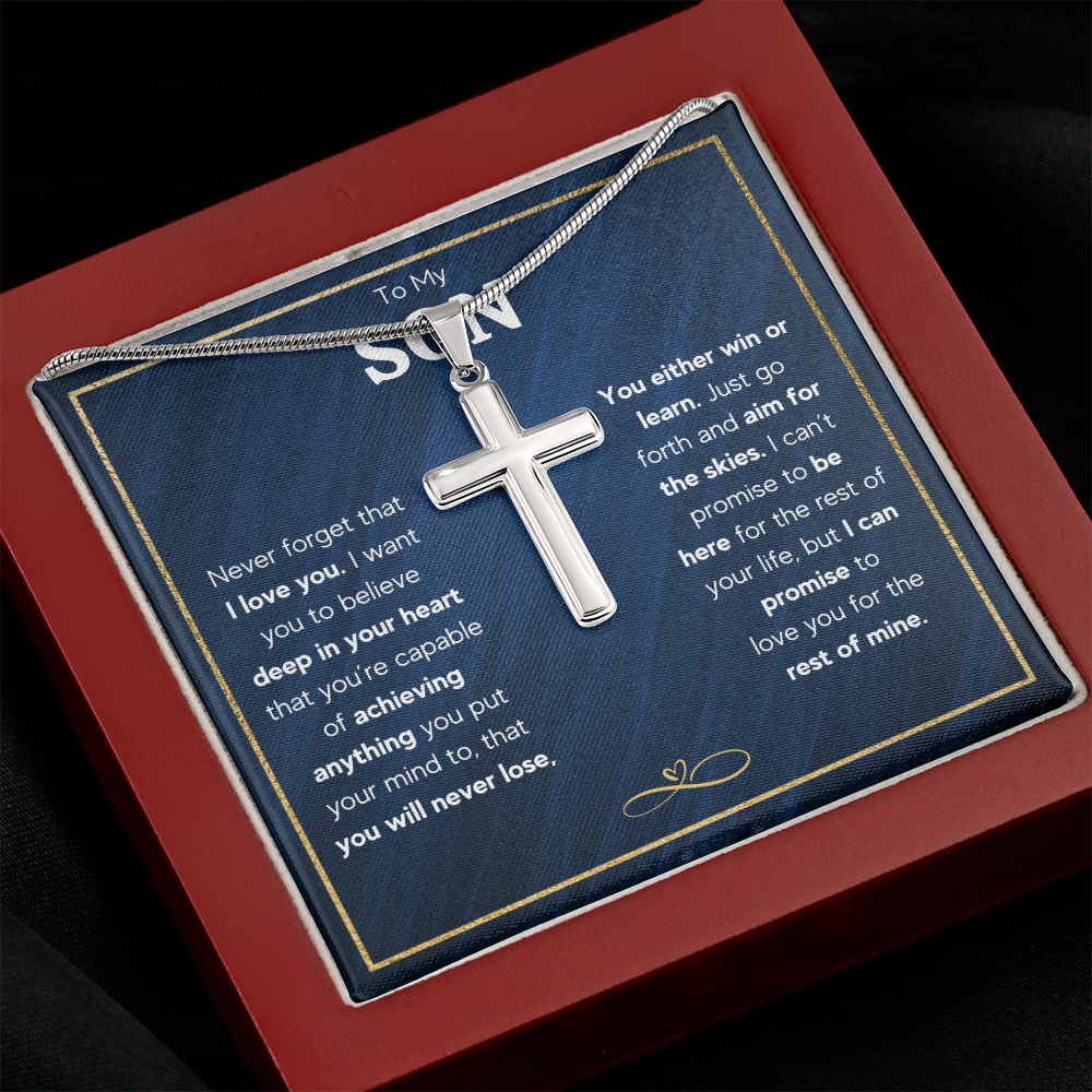 TO MY SON SKIES CROSS NECKLACE GIFT SET